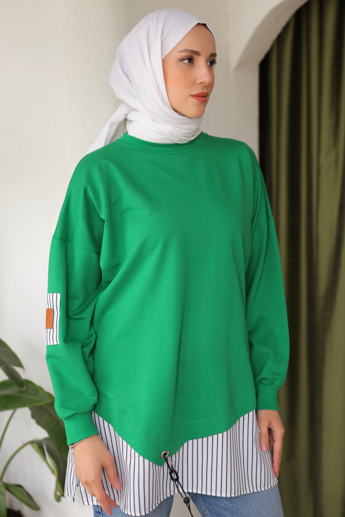 Eteği Çizgili Sweat Yeşil 4117 Eteği Çizgili Sweat Yeşil 4117