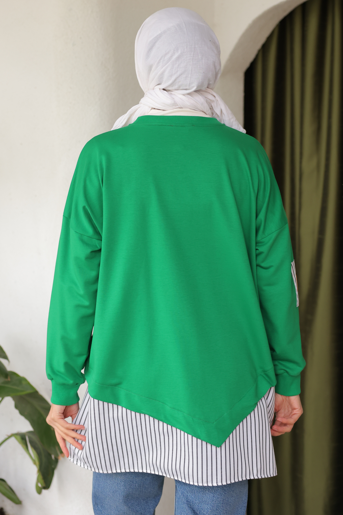 Eteği Çizgili Sweat Yeşil 4117 Eteği Çizgili Sweat Yeşil 4117
