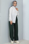 Belli Lastikli Rahat Kesim Salaş Pantalon Zümrüt Yeşili 3042-1 Belli Lastikli Rahat Kesim Salaş Pantalon Zümrüt Yeşili 3042-1