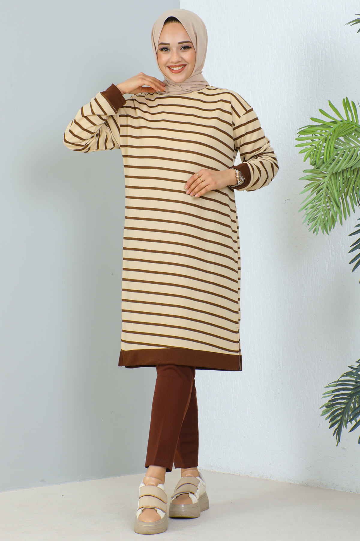 Çizgili Tunik Kahverengi 1988 Çizgili Tunik Kahverengi 1988