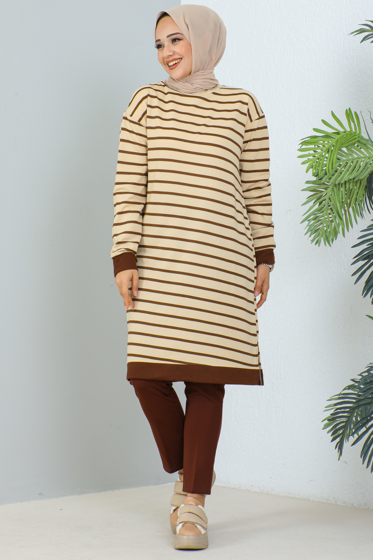 Çizgili Tunik Kahverengi 1988 Çizgili Tunik Kahverengi 1988