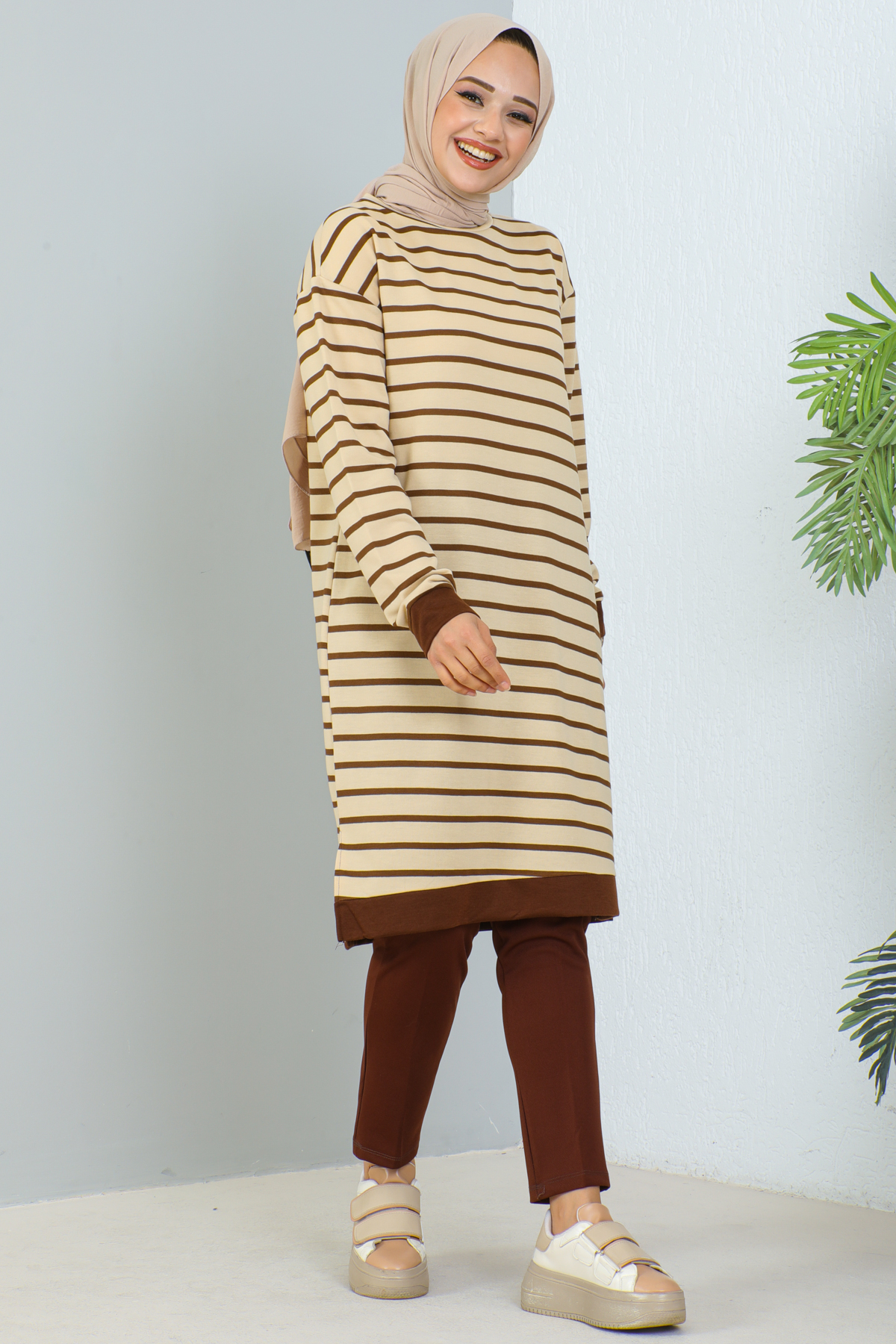Çizgili Tunik Kahverengi 1988 Çizgili Tunik Kahverengi 1988
