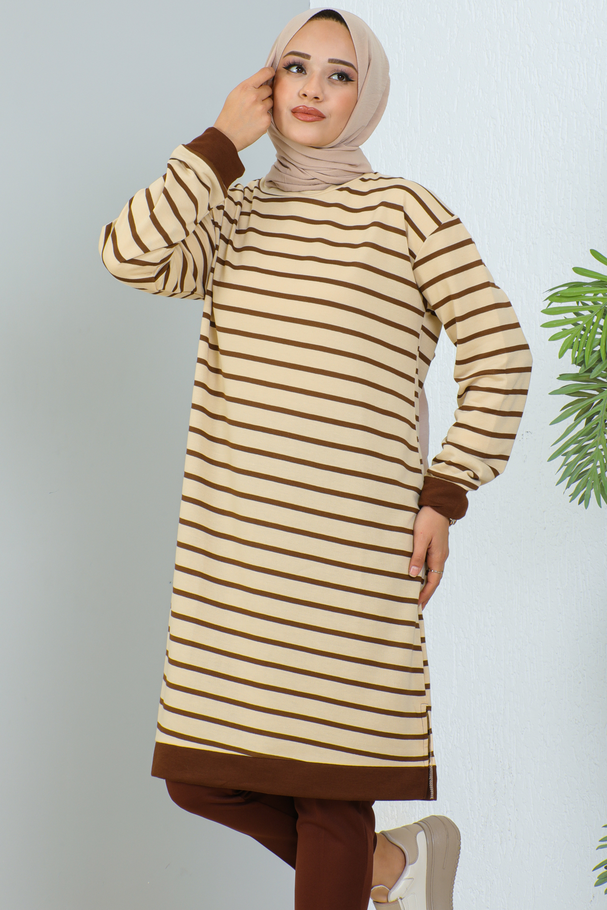 Çizgili Tunik Kahverengi 1988 Çizgili Tunik Kahverengi 1988