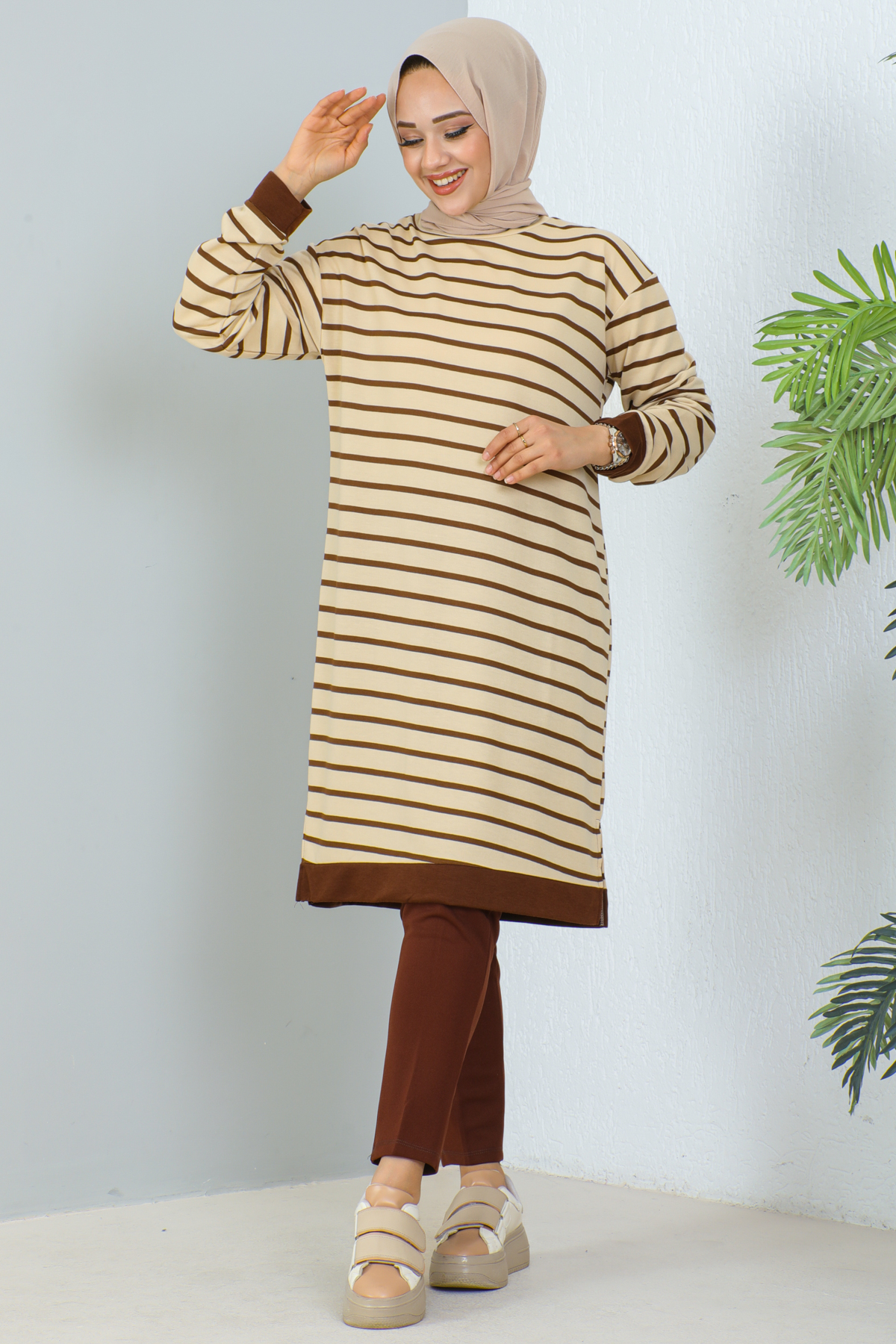 Çizgili Tunik Kahverengi 1988 Çizgili Tunik Kahverengi 1988