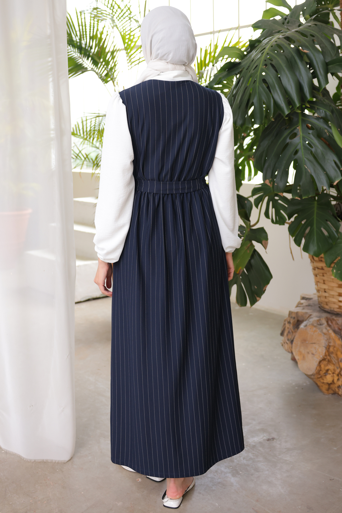 Çizgi Detaylı Yakalı Elbise Lacivert 3906 Çizgi Detaylı Yakalı Elbise Lacivert 3906