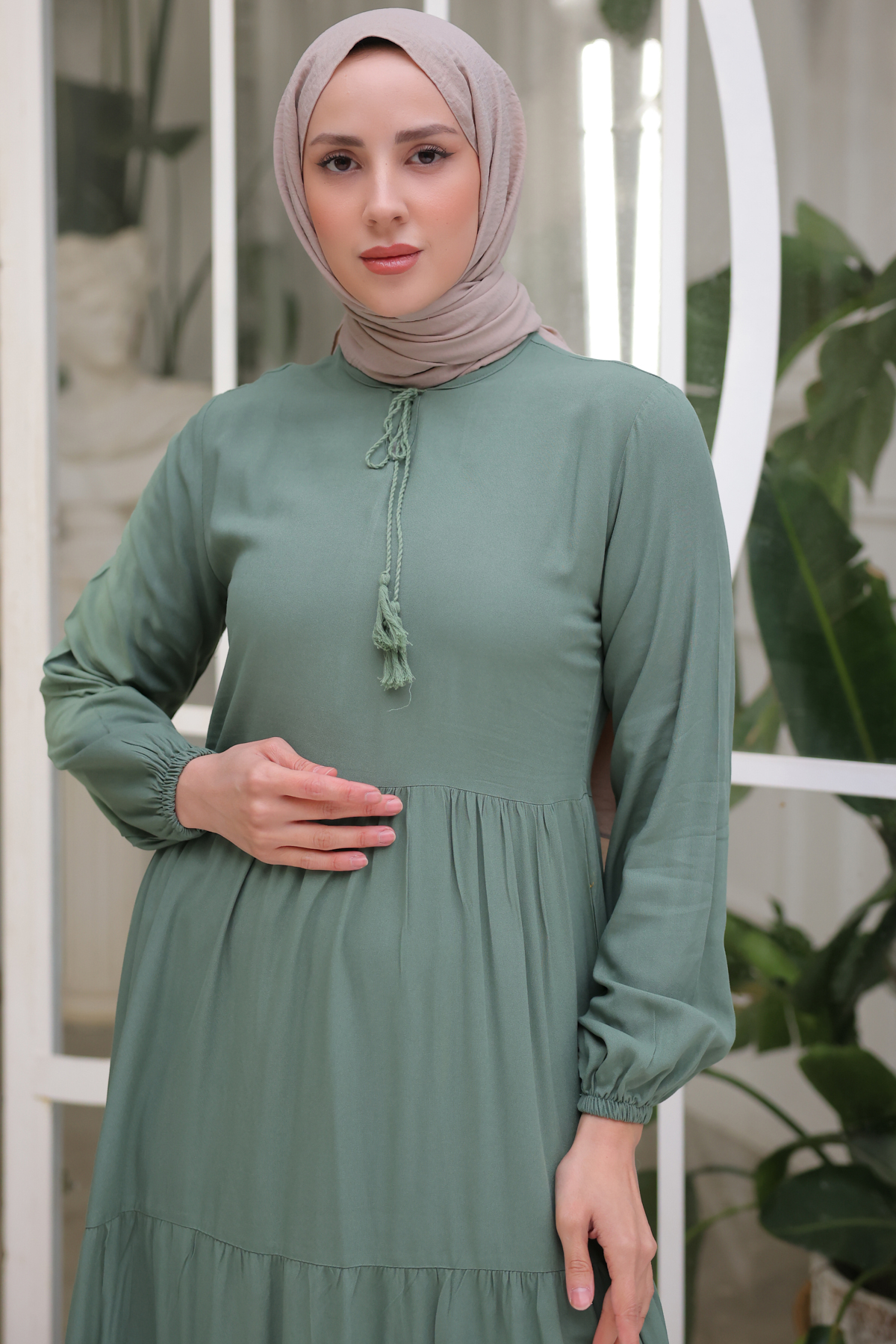 Yakası İpli Elbise Çağla 8232 Yakası İpli Elbise Çağla 8232
