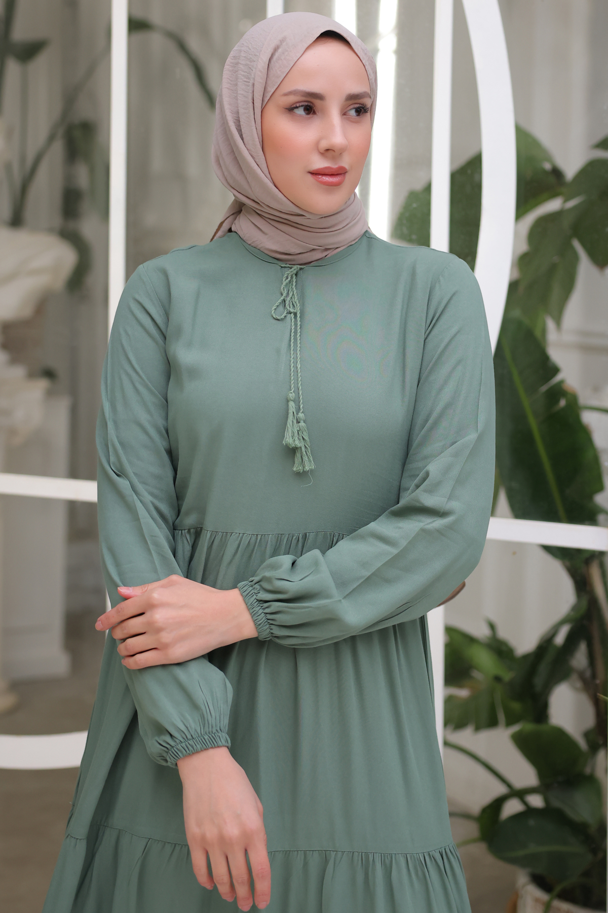 Yakası İpli Elbise Çağla 8232 Yakası İpli Elbise Çağla 8232