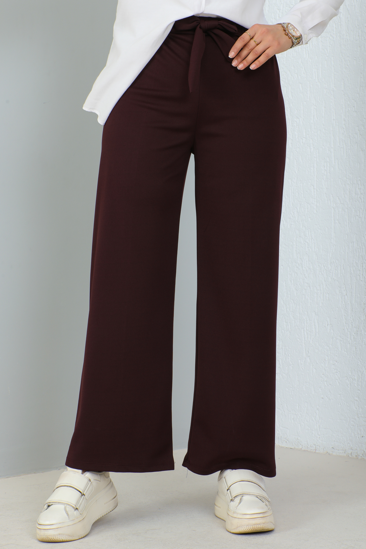 Kuşakli Tesettür Pantolon Bordo 204 Kuşakli Tesettür Pantolon Bordo 204