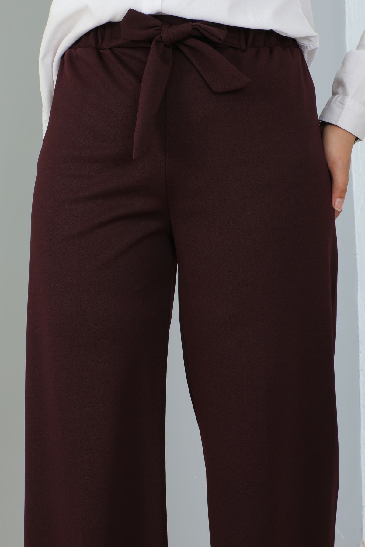 Kuşakli Tesettür Pantolon Bordo 204 Kuşakli Tesettür Pantolon Bordo 204