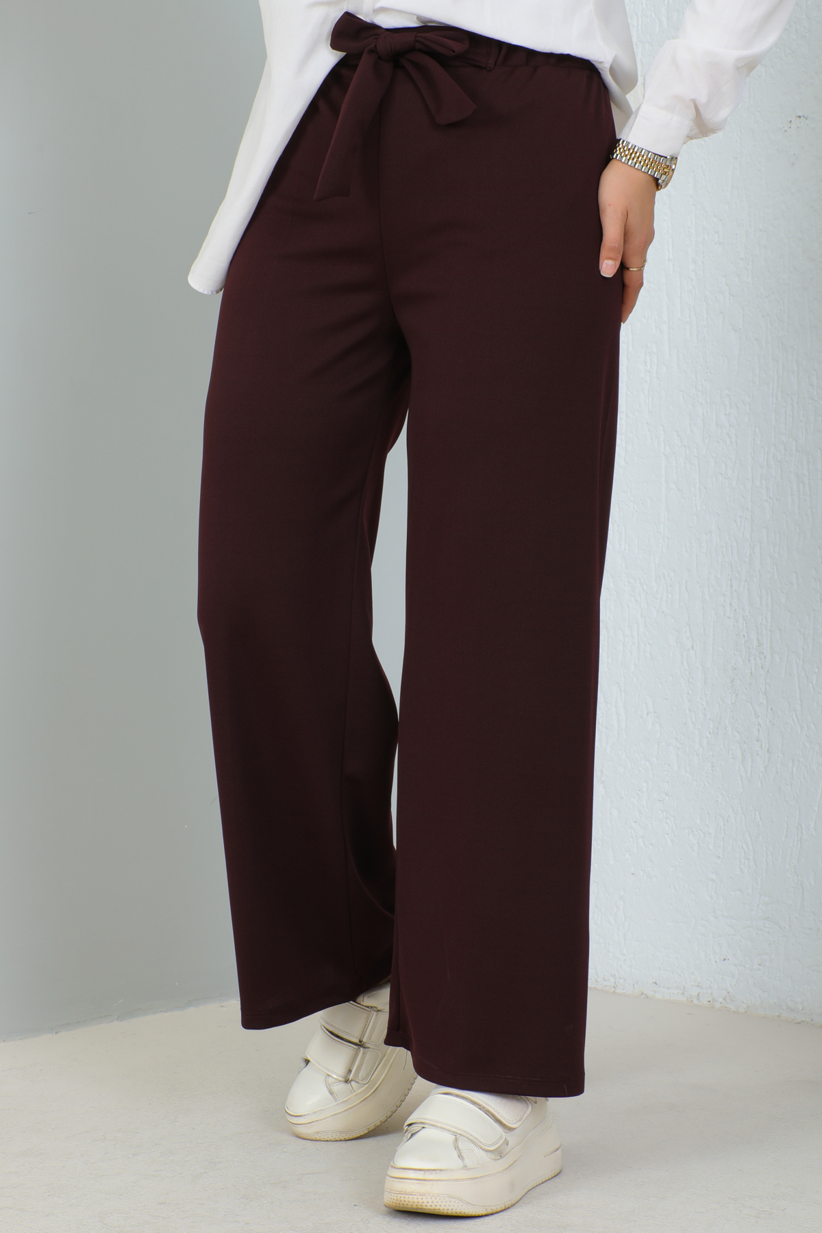 Kuşakli Tesettür Pantolon Bordo 204 Kuşakli Tesettür Pantolon Bordo 204