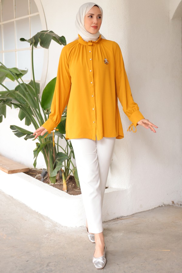 Broşlu Gömlek Hardal 61639 Broşlu Gömlek Hardal 61639