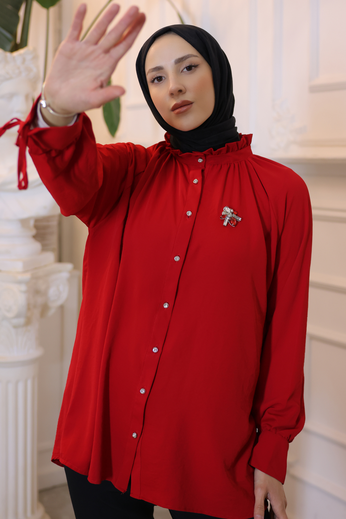 Broşlu Gömlek Kırmızı 61639 Broşlu Gömlek Kırmızı 61639