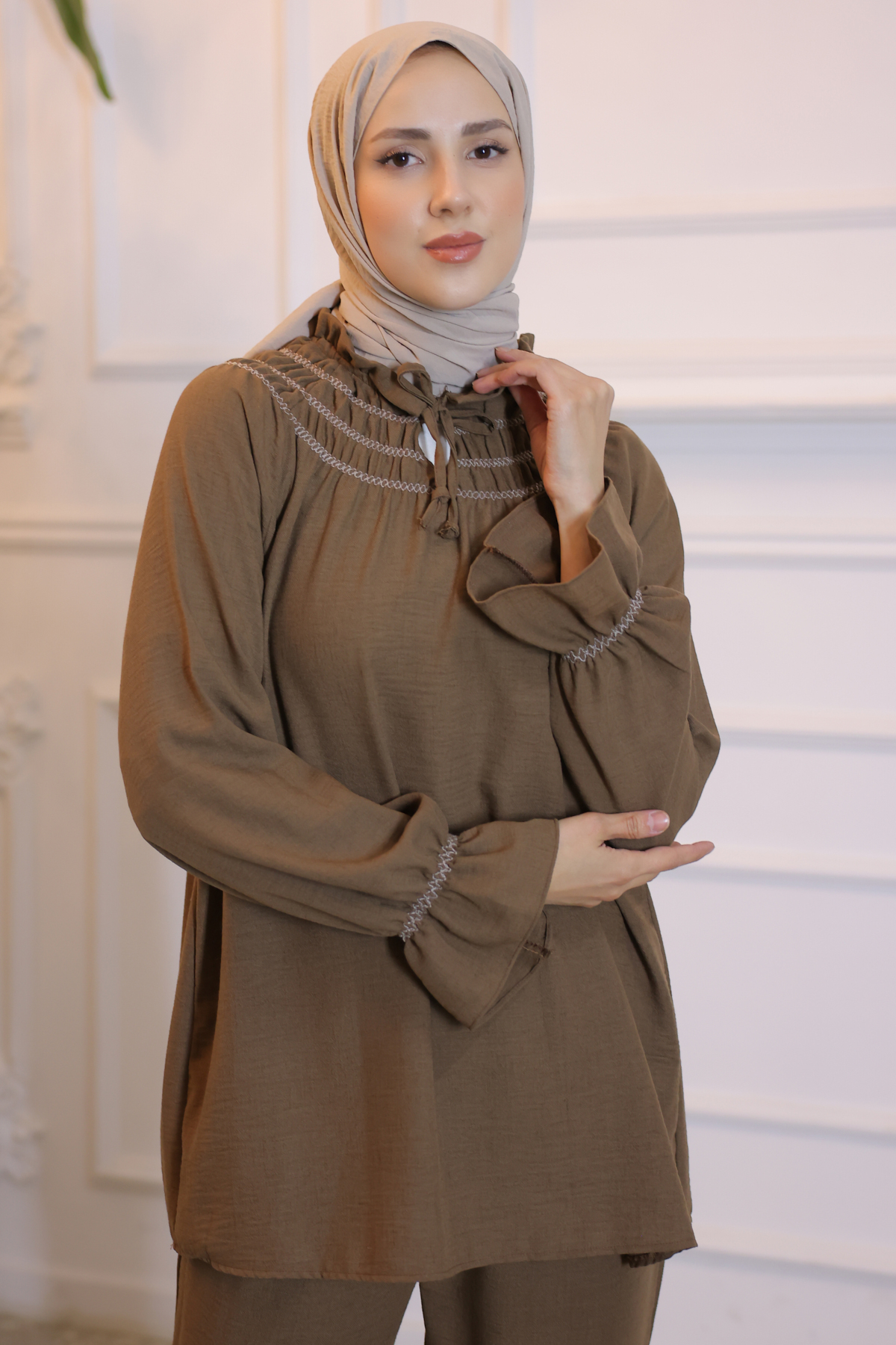 Lastikli Yaka İkili Takım Kahverengi 61643 Lastikli Yaka İkili Takım Kahverengi 61643