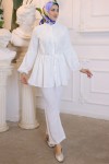 Örgü Desenli İkili Takım Beyaz 61641 Örgü Desenli İkili Takım Beyaz 61641