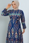 Desenli Elbise İndigo 12009 Desenli Elbise İndigo 12009