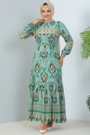 Desenli Elbise Mint Yeşili 12009 Desenli Elbise Mint Yeşili 12009