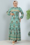 Desenli Elbise Mint Yeşili 12009 Desenli Elbise Mint Yeşili 12009