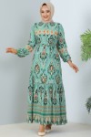 Desenli Elbise Mint Yeşili 12009 Desenli Elbise Mint Yeşili 12009