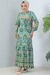 Desenli Elbise Mint Yeşili 12009 Desenli Elbise Mint Yeşili 12009