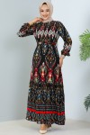 Desenli Elbise Siyah 12009 Desenli Elbise Siyah 12009