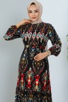 Desenli Elbise Siyah 12009 Desenli Elbise Siyah 12009