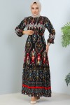 Desenli Elbise Siyah 12009 Desenli Elbise Siyah 12009