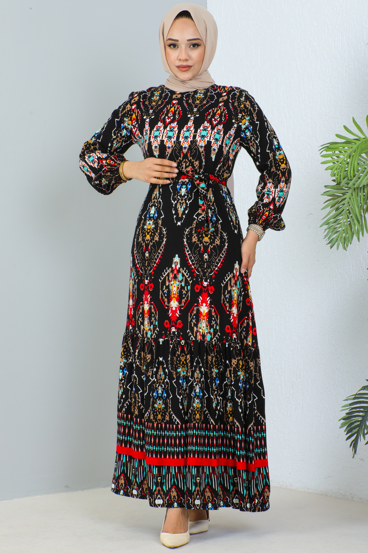 Desenli Elbise Siyah 12009 Desenli Elbise Siyah 12009