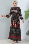 Desenli Elbise Siyah 12009 Desenli Elbise Siyah 12009