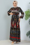 Desenli Elbise Siyah 12009 Desenli Elbise Siyah 12009