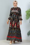 Desenli Elbise Siyah 12009 Desenli Elbise Siyah 12009