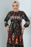 Desenli Elbise Siyah 12009 Desenli Elbise Siyah 12009