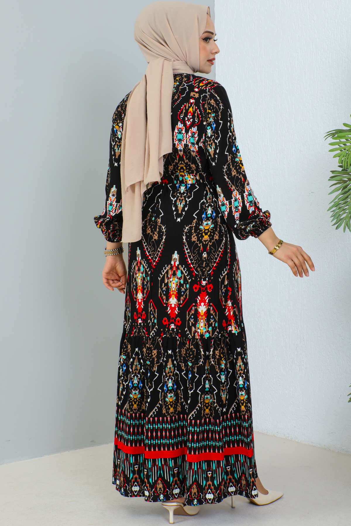 Desenli Elbise Siyah 12009 Desenli Elbise Siyah 12009