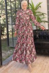 Yarım Düğmeli Papatya Desenli Elbise Pembe 12010 Yarım Düğmeli Papatya Desenli Elbise Pembe 12010