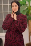 Desenli Elbise Mürdüm 2341 Desenli Elbise Mürdüm 2341