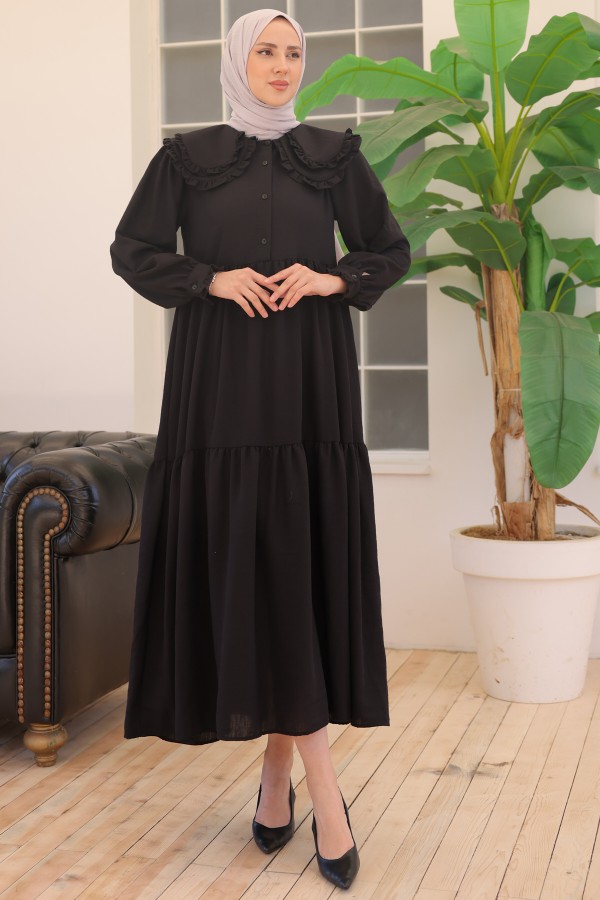 Bebe Yaka Elbise Siyah 2079 Bebe Yaka Elbise Siyah 2079