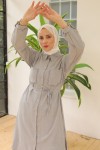 Uzun Tunikli Keten Takım Gri 4035 Uzun Tunikli Keten Takım Gri 4035