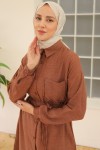 Uzun Tunikli Keten Takım Kahverengi 4035 Uzun Tunikli Keten Takım Kahverengi 4035