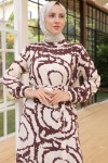 Desenli Tesettür Elbise Bej 12018 Desenli Tesettür Elbise Bej 12018