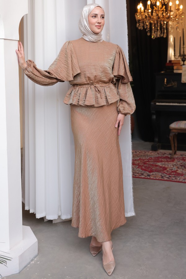Beli Büzgülü Etekli Takım Camel 2096 Beli Büzgülü Etekli Takım Camel 2096