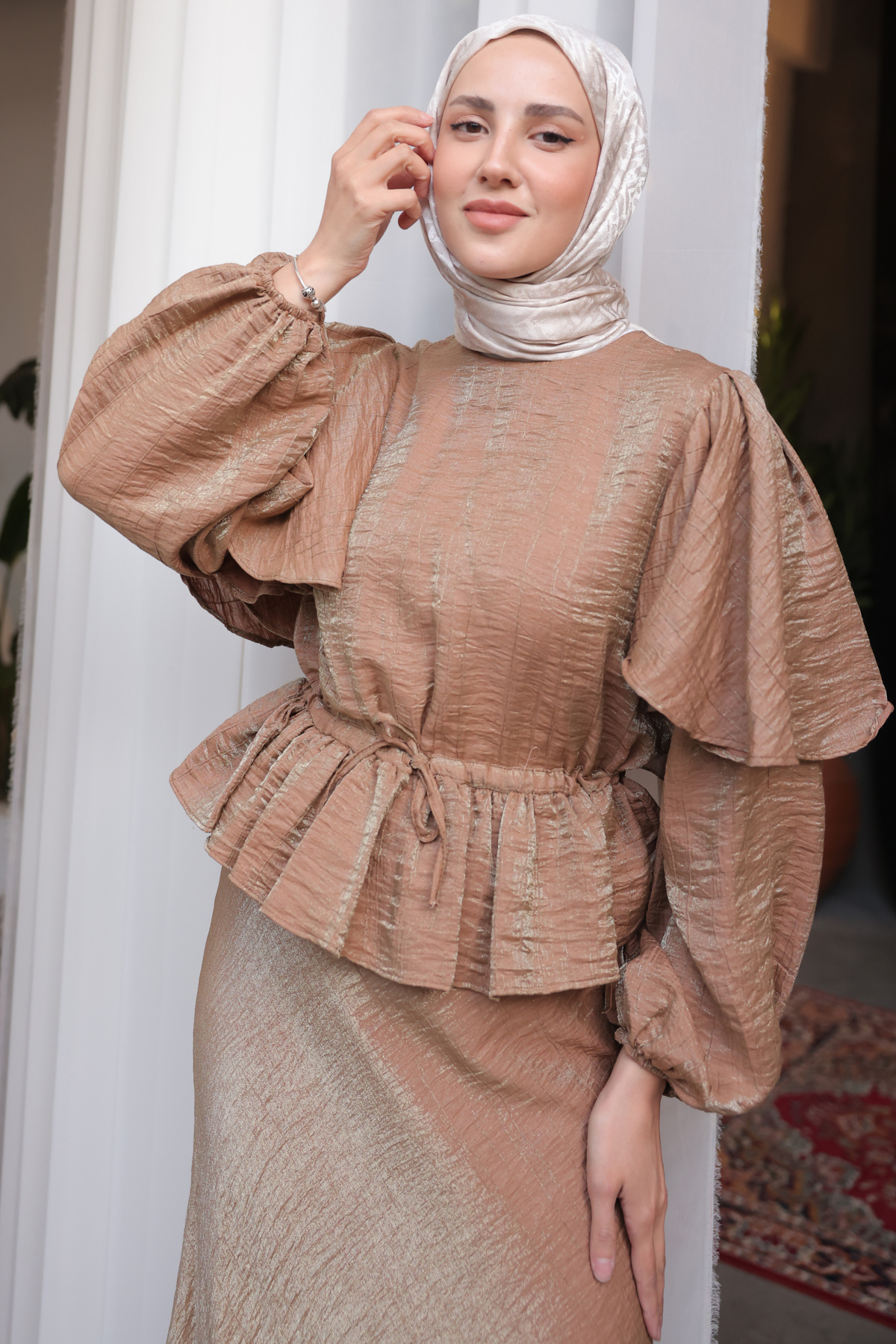Beli Büzgülü Etekli Takım Camel 2096 Beli Büzgülü Etekli Takım Camel 2096