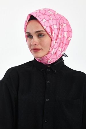  Desenli Eşarp Pembe 22