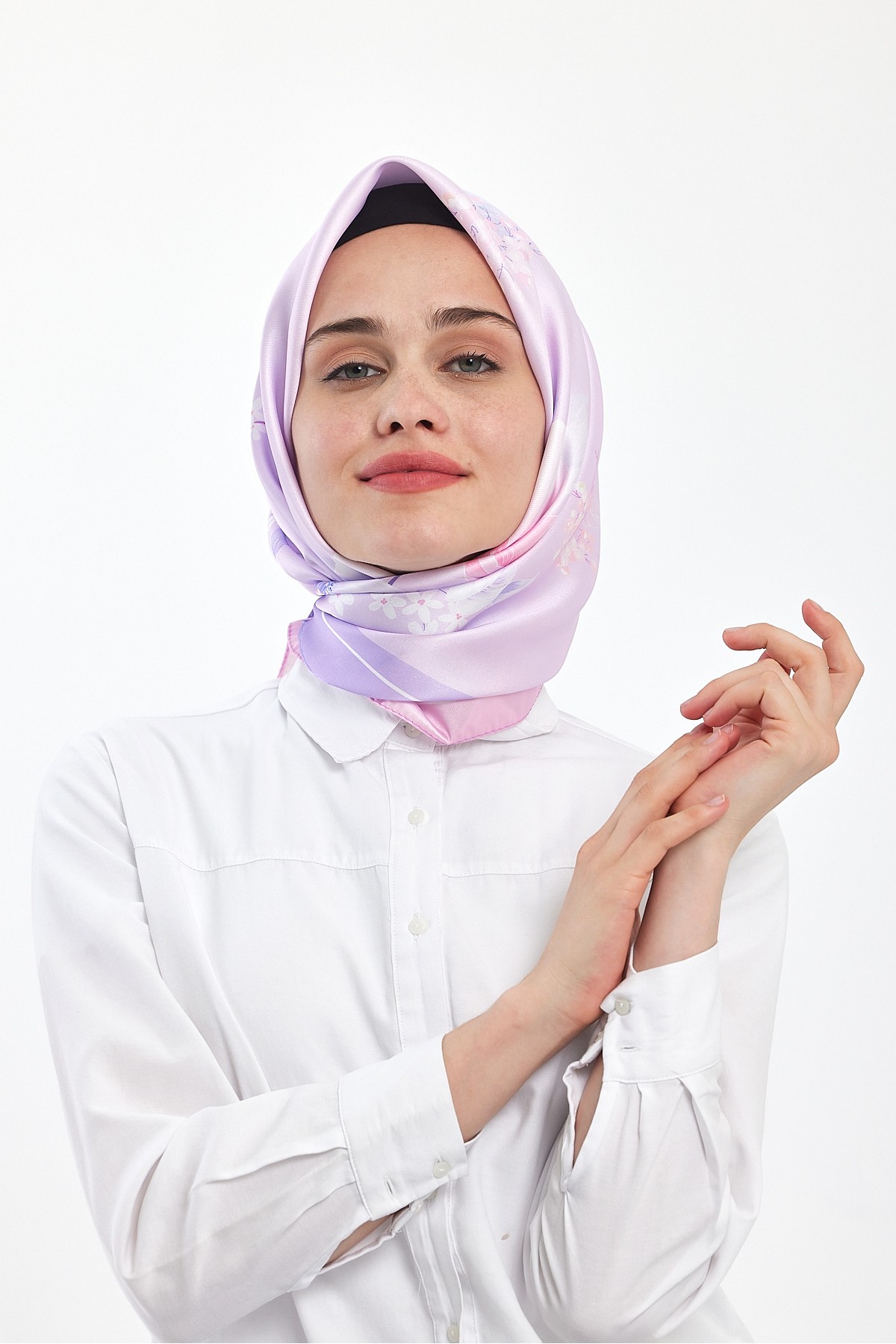  Desenli Eşarp Açık Lila 31