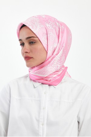  Desenli Eşarp Pembe 33