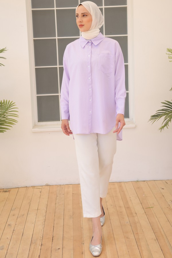 Çizgili Gömlek Lila 12020 Çizgili Gömlek Lila 12020