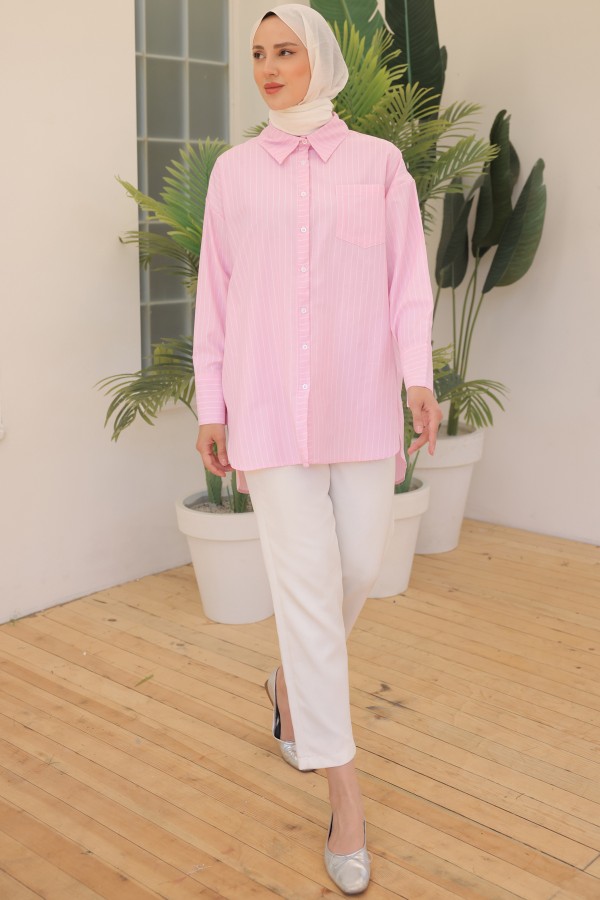 Çizgili Gömlek Pembe 12021 Çizgili Gömlek Pembe 12021