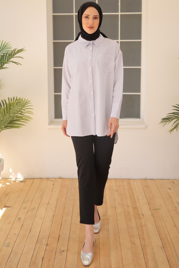 Çizgili Gömlek Beyaz 12025 Çizgili Gömlek Beyaz 12025
