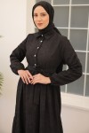 Kabartma Desenli Elbise Siyah 61628 Kabartma Desenli Elbise Siyah 61628