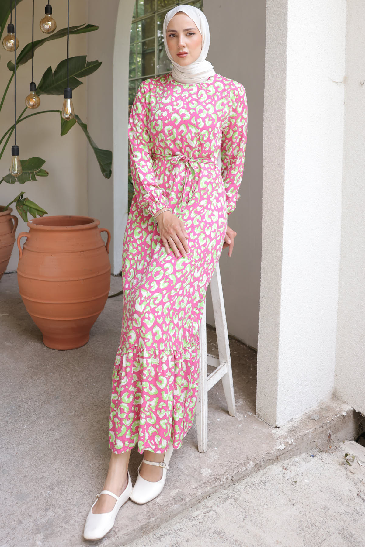 Desenli Elbise Pembe 13004 Desenli Elbise Pembe 13004