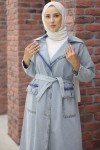 Tesettür Trençkot Mavi 2004 Tesettür Trençkot Mavi 2004