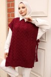 Yandan Kuşak Bağlamalı Süveter Bordo 11024 Yandan Kuşak Bağlamalı Süveter Bordo 11024